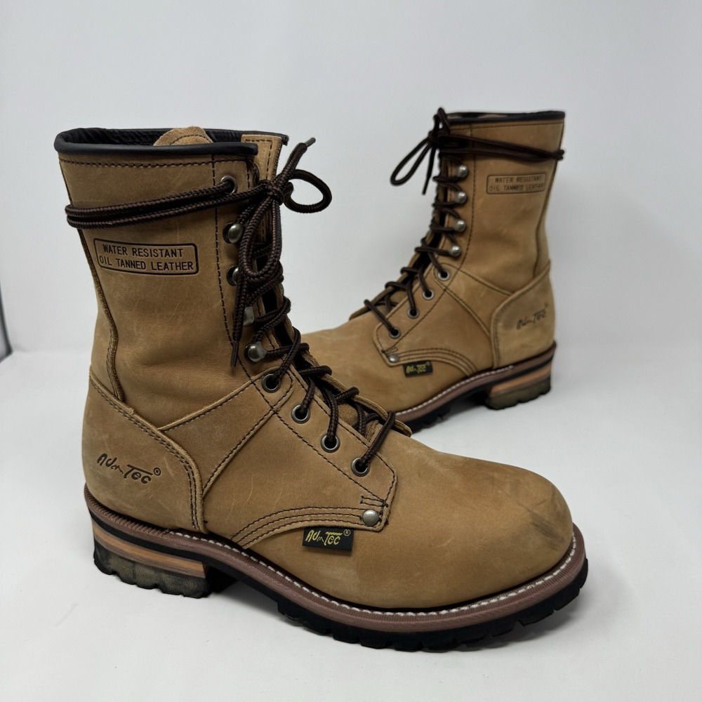 AdTec 9" Logger Crazy Horse Brown Leather Boots Durable & Rugged 2427 Women's 10